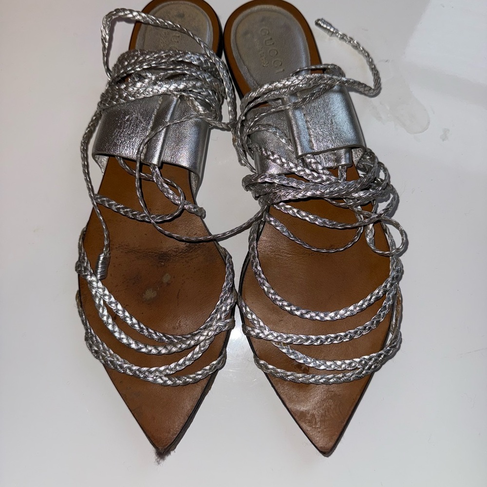 Gucci - Silver Braided Women's Sandals